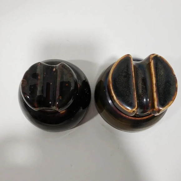 Vintage Ceramic Set of 2 Brown Glazed Insulators. - Picture 2 of 6